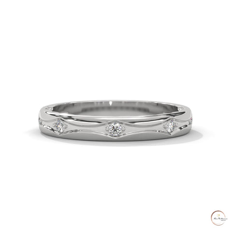 0.10 Ct. Scalloped Lab Diamond Accent Band Ring