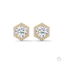 0.22 CT. Hexagon Halo Lab Diamond Stud Earrings