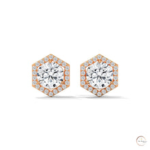0.22 CT. Hexagon Halo Lab Diamond Stud Earrings