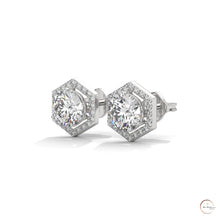 0.22 CT. Hexagon Halo Lab Diamond Stud Earrings