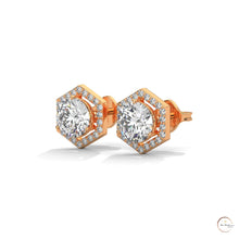 0.22 CT. Hexagon Halo Lab Diamond Stud Earrings