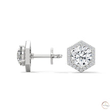 0.22 CT. Hexagon Halo Lab Diamond Stud Earrings