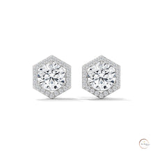 0.22 CT. Hexagon Halo Lab Diamond Stud Earrings