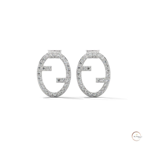 0.30 CT. Diamond Oval Logo Stud Earrings