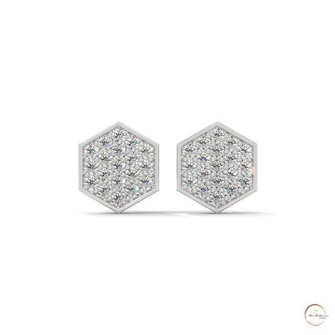 0.30 CT. Hexagon Pavé Diamond Stud Earrings