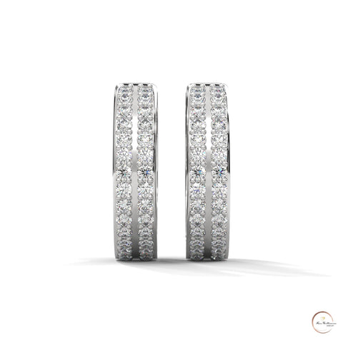 0.50 CT. Double Row Diamond Hoop Earrings