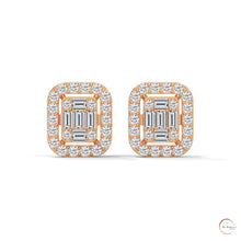 0.60 CT. Baguette Diamond Halo Stud Earrings