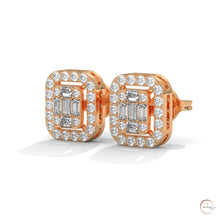 0.60 CT. Baguette Diamond Halo Stud Earrings