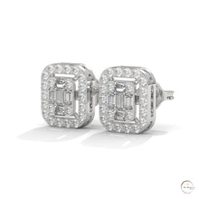 0.60 CT. Baguette Diamond Halo Stud Earrings
