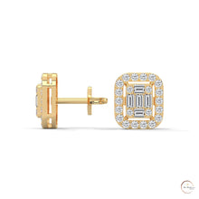 0.60 CT. Baguette Diamond Halo Stud Earrings