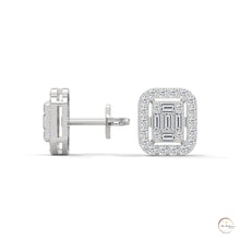 0.60 CT. Baguette Diamond Halo Stud Earrings