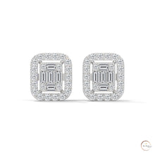 0.60 CT. Baguette Diamond Halo Stud Earrings