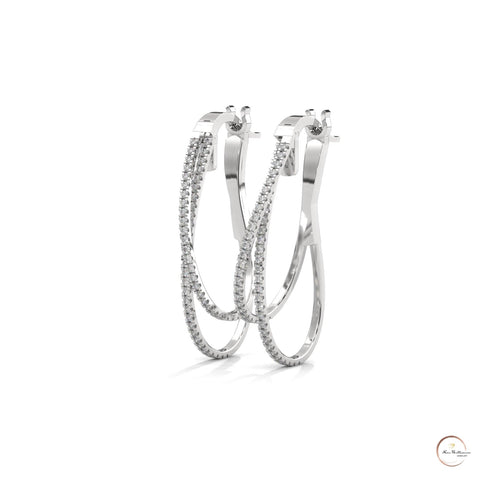 0.60 CT. Diamond Double Teardrop Hoop Earrings