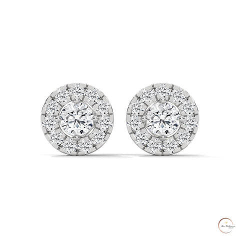 0.90 CT. Double Halo Diamond Stud Earrings