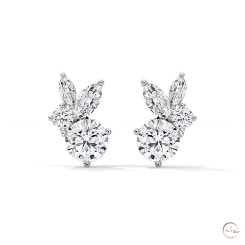 1 CT. Marquise & Round Diamond Cluster Studs