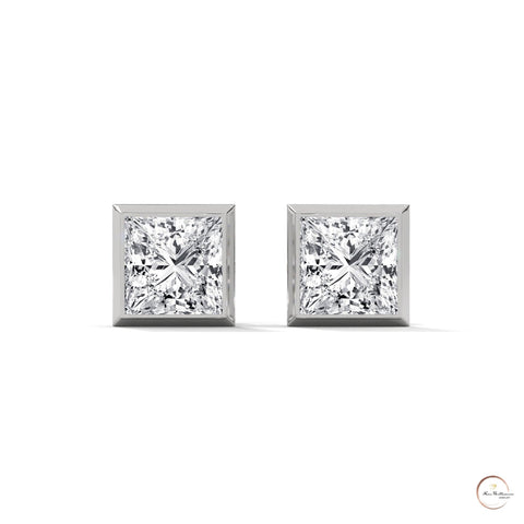 1 CT. Princess-Cut Bezel Diamond Studs