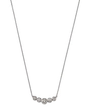 14K gold necklace featuring five bezel-set round diamonds on a delicate chain, crafted for timeless elegance and everyday luxury.