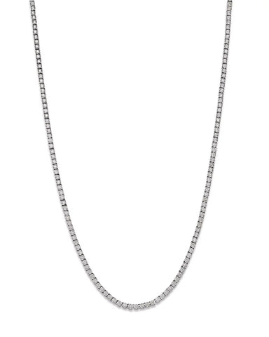 14K gold diamond tennis necklace featuring lab-grown diamonds in a classic design, available in Yellow Gold, White Gold, Rose Gold, and Platinum.
