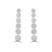 14K gold drop earrings with bezel-set round lab-grown diamonds in vertical line design