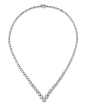 Luxury 14K Gold Diamond Tennis Necklace featuring ethically sourced lab-grown diamonds in a timeless V-shape design, available in yellow, white, and rose gold.

