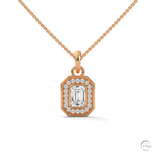 1.0 CT. Emerald-Cut Diamond Halo Pendant