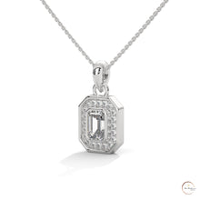 1.0 CT. Emerald-Cut Diamond Halo Pendant