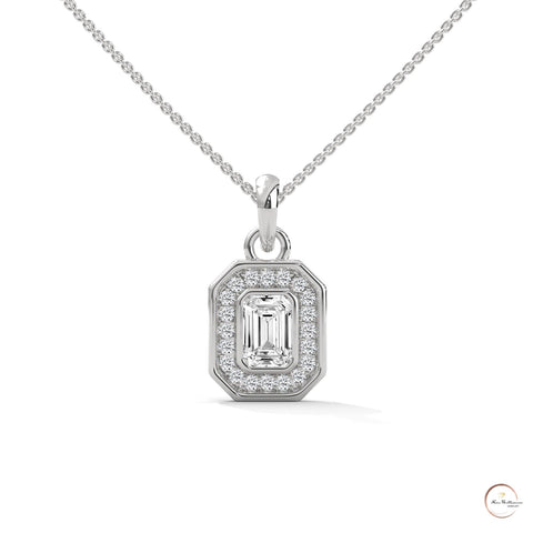1.0 CT. Emerald-Cut Diamond Halo Pendant
