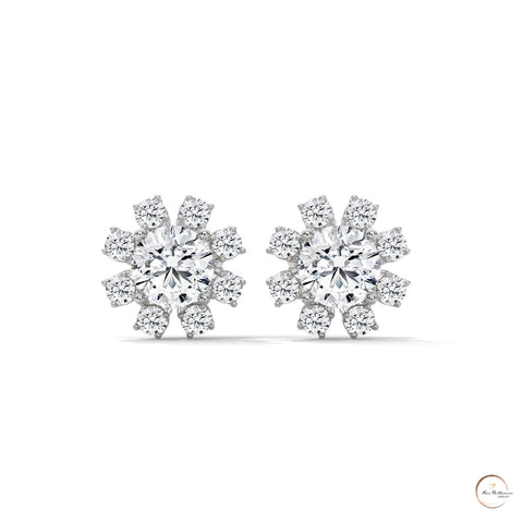 1.0 CT. Round Floral Diamond Studs