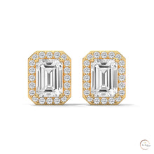 1.05 CT. Emerald-Cut Diamond Halo Stud Earrings