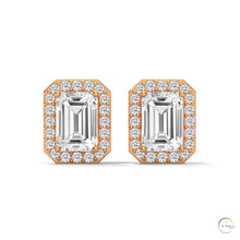 1.05 CT. Emerald-Cut Diamond Halo Stud Earrings