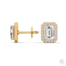 1.05 CT. Emerald-Cut Diamond Halo Stud Earrings