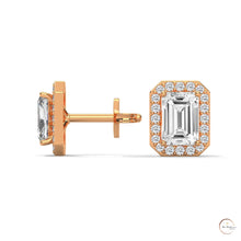 1.05 CT. Emerald-Cut Diamond Halo Stud Earrings