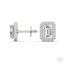 1.05 CT. Emerald-Cut Diamond Halo Stud Earrings
