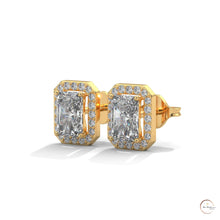 1.05 CT. Emerald-Cut Diamond Halo Stud Earrings