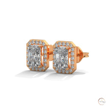 1.05 CT. Emerald-Cut Diamond Halo Stud Earrings
