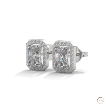1.05 CT. Emerald-Cut Diamond Halo Stud Earrings