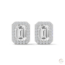 1.05 CT. Emerald-Cut Diamond Halo Stud Earrings