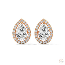 1.09 CT. Pear Diamond Halo Stud Earrings