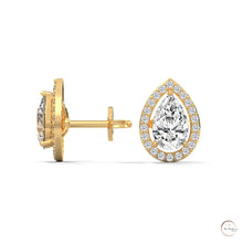 1.09 CT. Pear Diamond Halo Stud Earrings