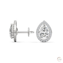 1.09 CT. Pear Diamond Halo Stud Earrings