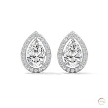 1.09 CT. Pear Diamond Halo Stud Earrings