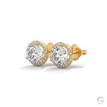 1.10 CT. Bezel Halo Diamond Stud Earrings