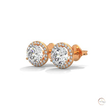 1.10 CT. Bezel Halo Diamond Stud Earrings