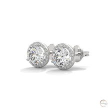 1.10 CT. Bezel Halo Diamond Stud Earrings