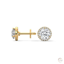1.10 CT. Bezel Halo Diamond Stud Earrings