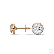 1.10 CT. Bezel Halo Diamond Stud Earrings