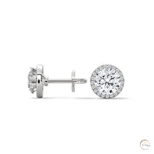 1.10 CT. Bezel Halo Diamond Stud Earrings