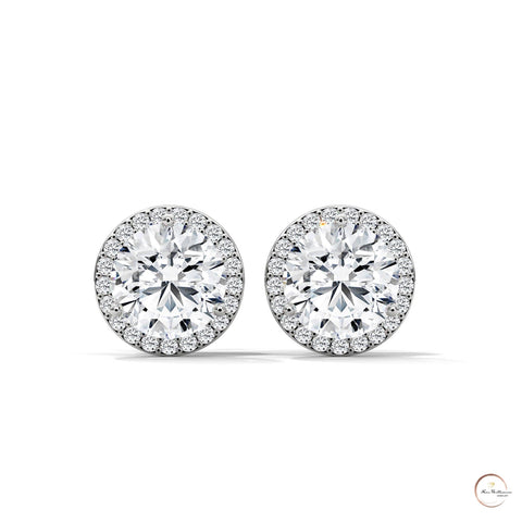1.10 CT. Bezel Halo Diamond Stud Earrings