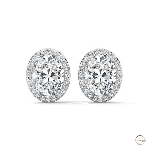 1.25 CT. Oval Halo Lab Diamond Stud Earrings