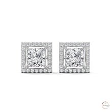 1.30 CT. Princess-Cut Diamond Halo Stud Earrings